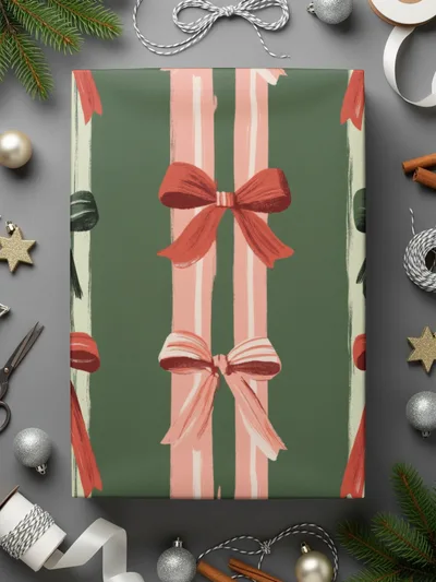 Bow Digital Paper, Holiday Pattern, Christmas Seamless Pattern, Digital Download, Fabric Design, Scrapbooking Paper, Festive Design - Moore and Mountain