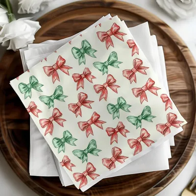 Bow Seamless Pattern, Christmas Bows, Digital Paper, Holiday Scrapbook Paper, Red and Green Bows Digital Product - Moore and Mountain