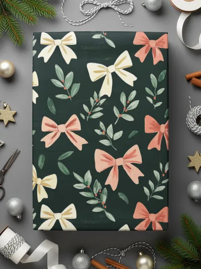 Bows and Berries Digital Seamless Pattern, Holiday Paper Digital Download, Christmas Fabric Design, Scrapbook Paper Digital File 12x12 - Moore and Mountain