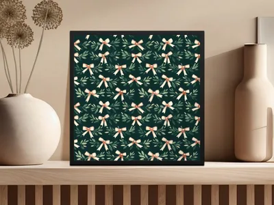 Bows and Leaves Seamless Digital Paper, Christmas Holiday Pattern, Festive Repeat Pattern, Scrapbooking Fabric Design, Digital Download - Moore and Mountain