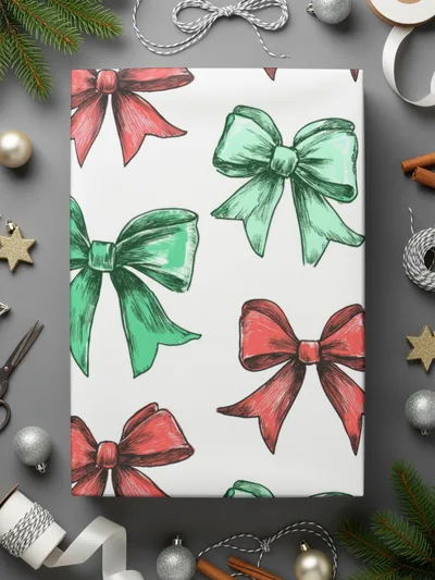 Bows Digital Paper, Seamless Bow Pattern, Holiday Digital Paper, Christmas Bows, Gift Bows, Scrapbook Paper, Bows Background - Moore and Mountain