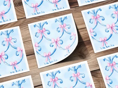 Boy Baby Shower Blue Bows Trellis Seamless Digital - Moore and Mountain