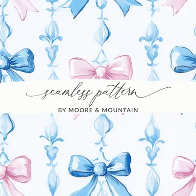 Boy Baby Shower Bow Trellis Design Pattern Digital