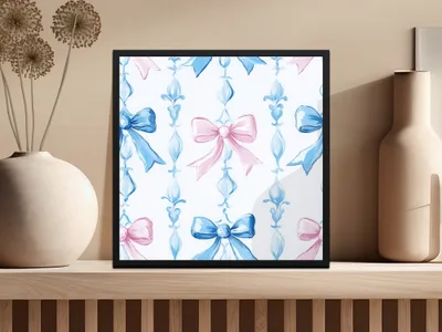 Boy Baby Shower Bow Trellis Design Pattern Digital - Moore and Mountain