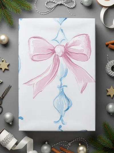 Boy Baby Shower Bow Trellis Design Pattern Digital - Moore and Mountain