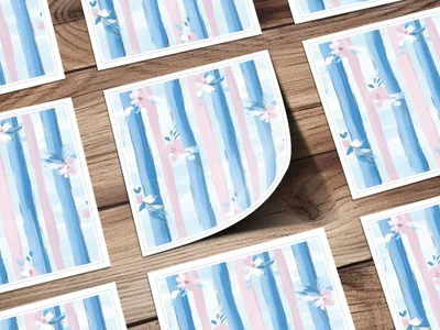 Boy Baby Shower Pink Blue Stripe Floral Digital - Moore and Mountain