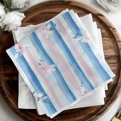 Boy Baby Shower Pink Blue Stripe Floral Digital - Moore and Mountain