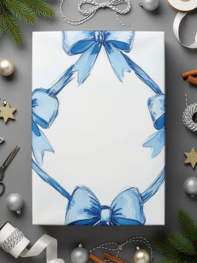 Boy Baby Shower Trellis Watercolor Ribbons Digital - Moore and Mountain