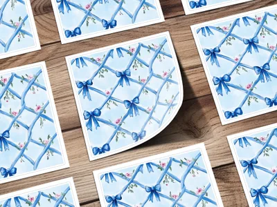 Boy Baby Shower Trellis with Blue Ribbons Digital - Moore and Mountain