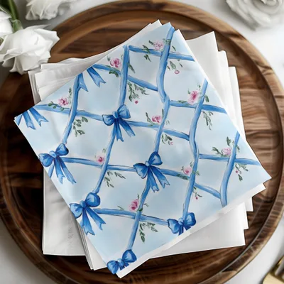 Boy Baby Shower Trellis with Blue Ribbons Digital - Moore and Mountain