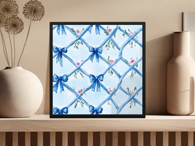 Boy Baby Shower Trellis with Blue Ribbons Digital - Moore and Mountain