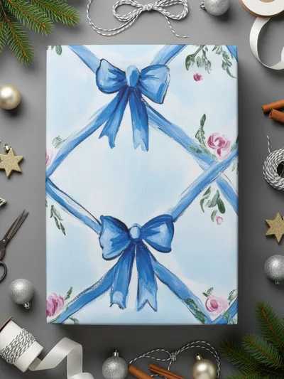 Boy Baby Shower Trellis with Blue Ribbons Digital - Moore and Mountain