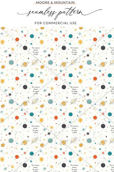 Seamless Pattern for Commercial Use With Planets Design
