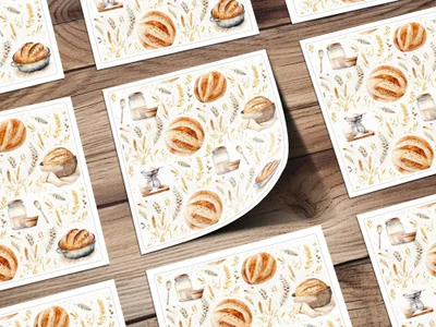Bread Making Digital Paper, Watercolor Baking Seamless Pattern, Kitchen Digital Background, Food Texture, Digital Download, JPEG Files - Moore and Mountain