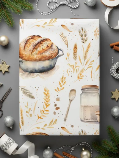Bread Watercolor Pattern, Baking Seamless File, Kitchen Digital Paper, Wheat Digital Download, Food Repeat Pattern, Scrapbook Paper - Moore and Mountain