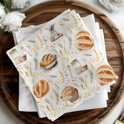 Bread Watercolor Pattern, Baking Seamless File, Kitchen Digital Paper, Wheat Digital Download, Food Repeat Pattern, Scrapbook Paper - Moore and Mountain