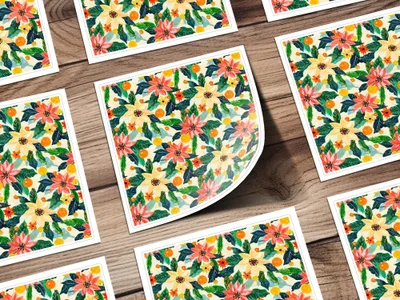 Bright Floral and Citrus Pattern Seamless Surface Design Digital - Moore and Mountain