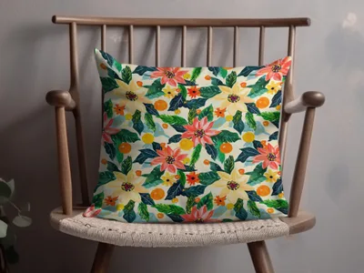 Bright Floral and Citrus Pattern Seamless Surface Design Digital - Moore and Mountain