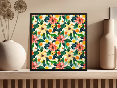 Bright Floral and Citrus Pattern Seamless Surface Design Digital - Moore and Mountain
