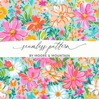 Bright Hot Pink Floral Seamless Pattern for Commercial Use