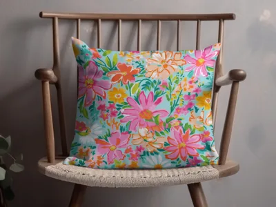 Vibrant Floral Patterned Throw Pillow for Home Decor