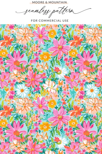 Colorful Floral Seamless Pattern for Commercial Use