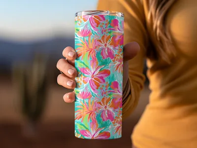Colorful Floral Insulated Tumbler for Hot and Cold Drinks
