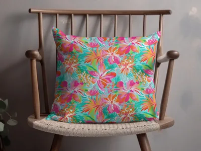 Bright Colorful Floral Decorative Cushion Cover