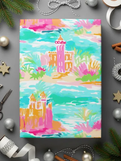 Colorful Abstract Castle Scenery Printed Artwork Canvas