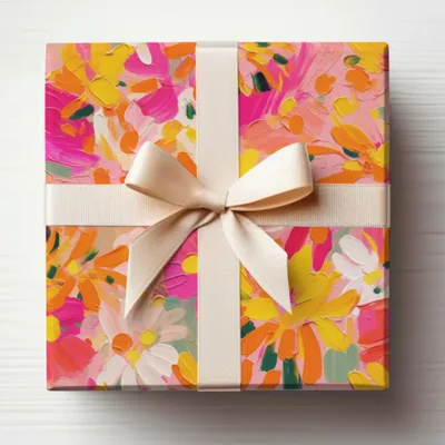 Vibrant Floral Patterned Gift Wrapping Paper Product