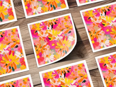 Vibrant Abstract Floral Art Print Wall Decor