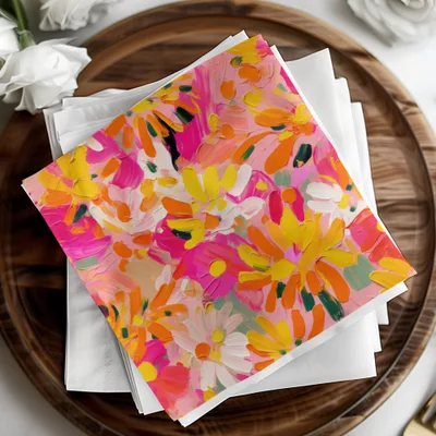 Vibrant Colorful Floral Pattern Decorative Napkins