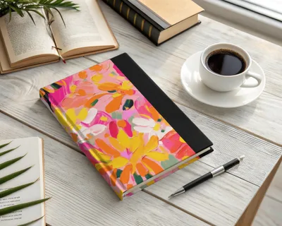 Bright Floral Abstract Pattern Hardcover Notebook