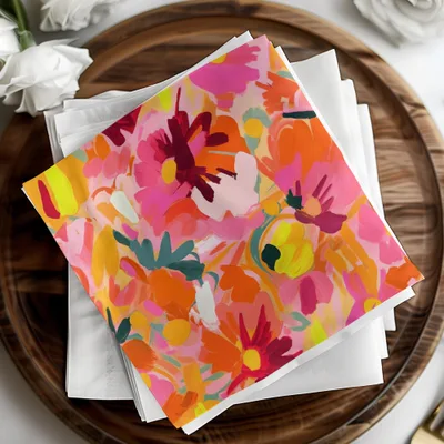 Colorful Abstract Floral Print Napkins for Table Settings
