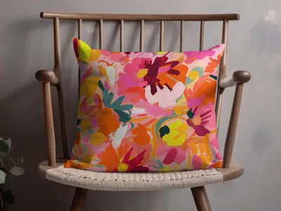 Vibrant Colorful Floral Pattern Decorative Pillow Product
