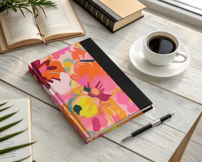 Vibrant Abstract Flower Pattern Hardcover Journal