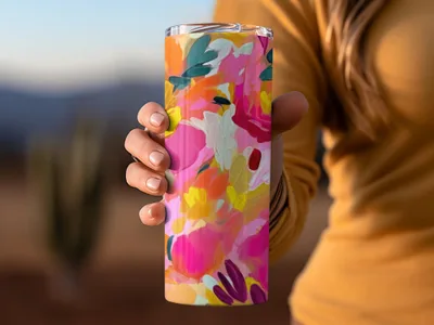 Colorful Floral Design Insulated Travel Tumbler