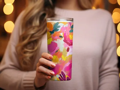 Vibrant Floral Pattern Insulated Tumbler Product