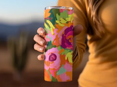 Vibrant Floral Art Insulated Tumbler for Drinks