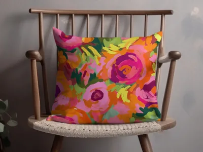 Colorful Floral Design Throw Pillow for Home Decor