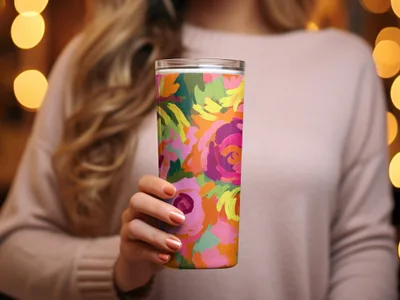 Vibrant Floral Pattern Insulated Tumbler for Everyday Use