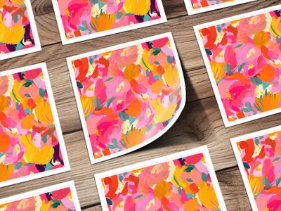Bright Colorful Floral Pattern Art Print Sheet