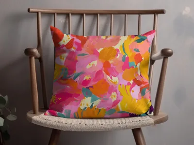 Colorful Abstract Floral Design Throw Pillow