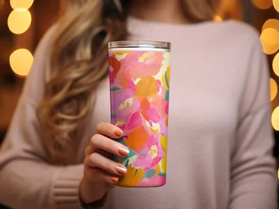 Colorful Floral Insulated Tumbler for Hot Cold Drinks