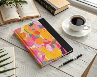 Colorful Abstract Floral Print Hardcover Notebook