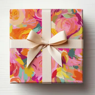 Floral Gift Box with Cream Ribbon for Special Occasions