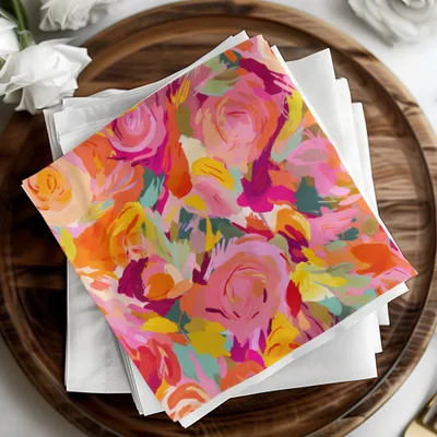 Vibrant Floral Abstract Design Decorative Napkin Set