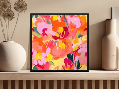 Vibrant Abstract Floral Painting Wall Art Decor Print