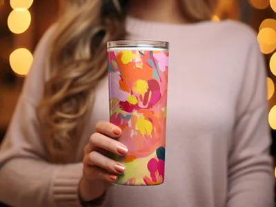 Colorful and Vibrant Floral Insulated Tumbler Cup