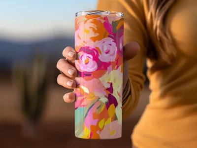 Vibrant Floral Design Insulated Tumbler for Beverages